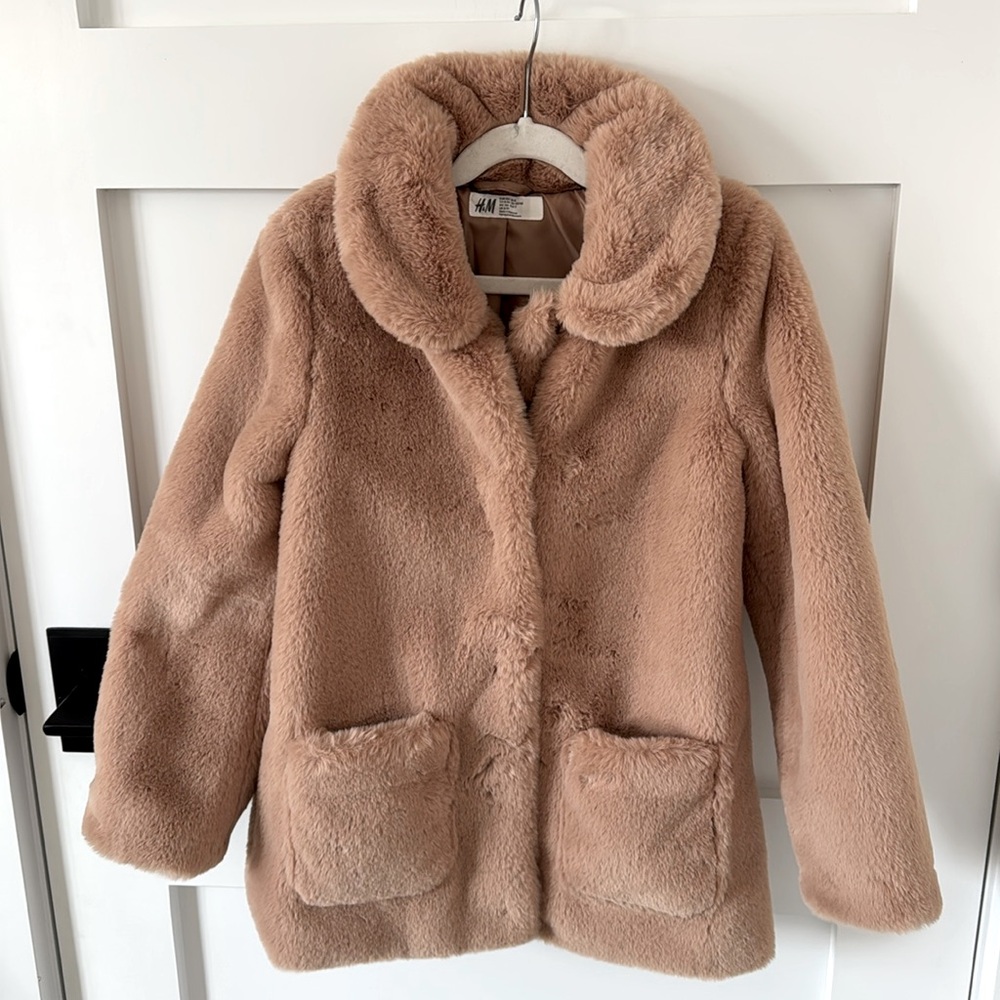 H&M Girls Faux Fur Dress Coat - 8-9Y